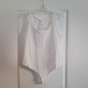 H&M White Ribbed Bodysuit New with Tags Size Large